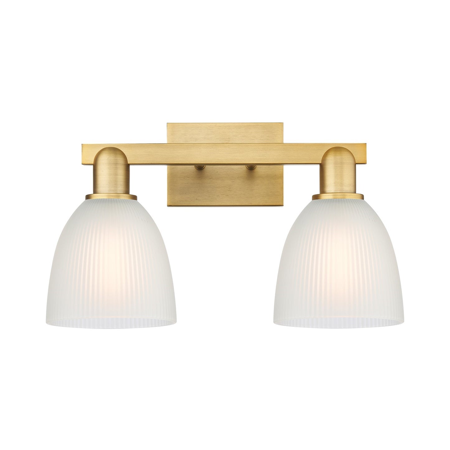 Innovations Castile 17in 2-Light Bath Vanity Light | Industrial Brushed Brass and White Glass | Bathroom Vanity | 17 x 10.75 x 7.5 | Model 716-2W-BB-G381