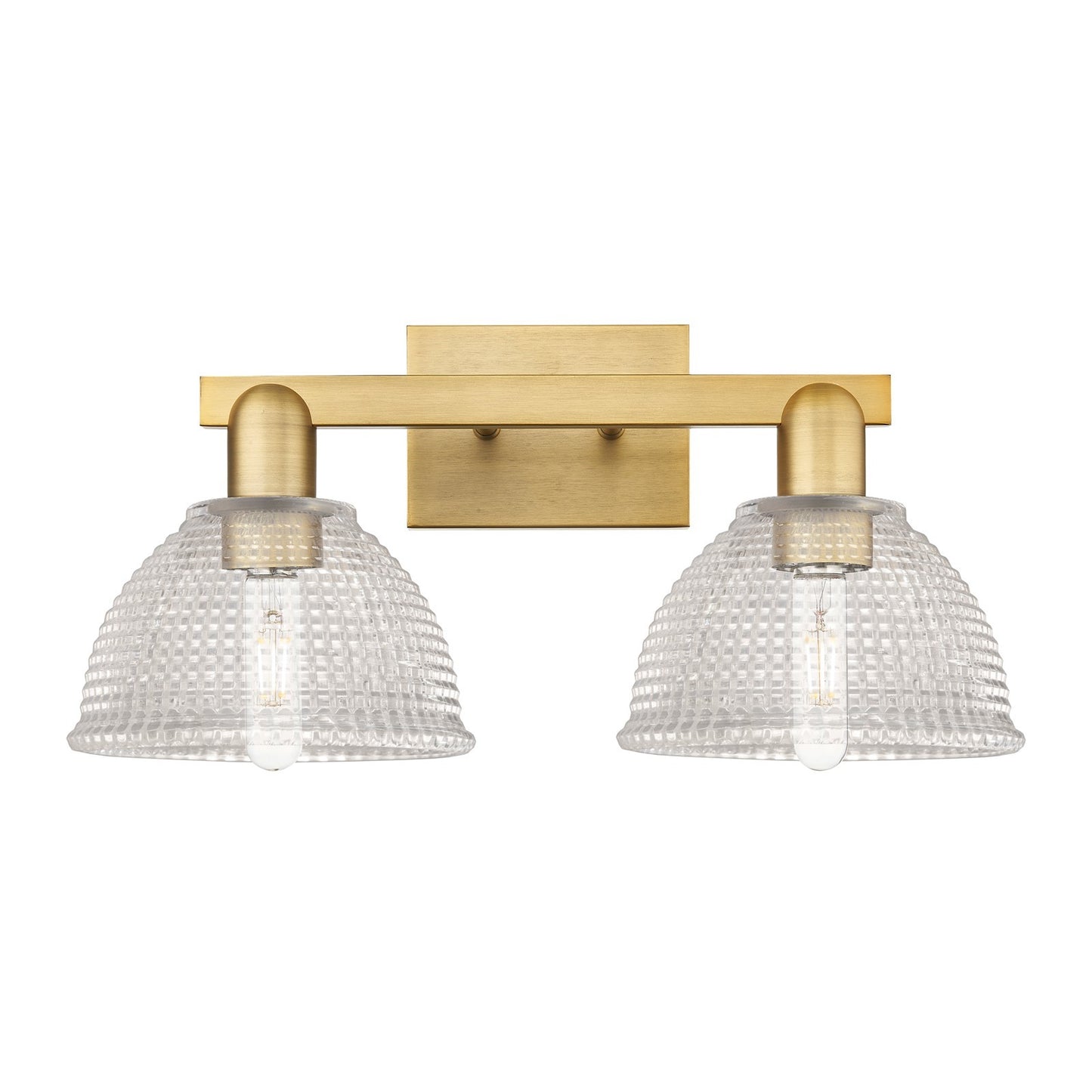 Innovations Arietta 19in 2-Light Bath Vanity Light | Industrial Brushed Brass Steel and Clear Glass | Bathroom Vanity | 19 x 9.75 x | Model 716-2W-BB-G422