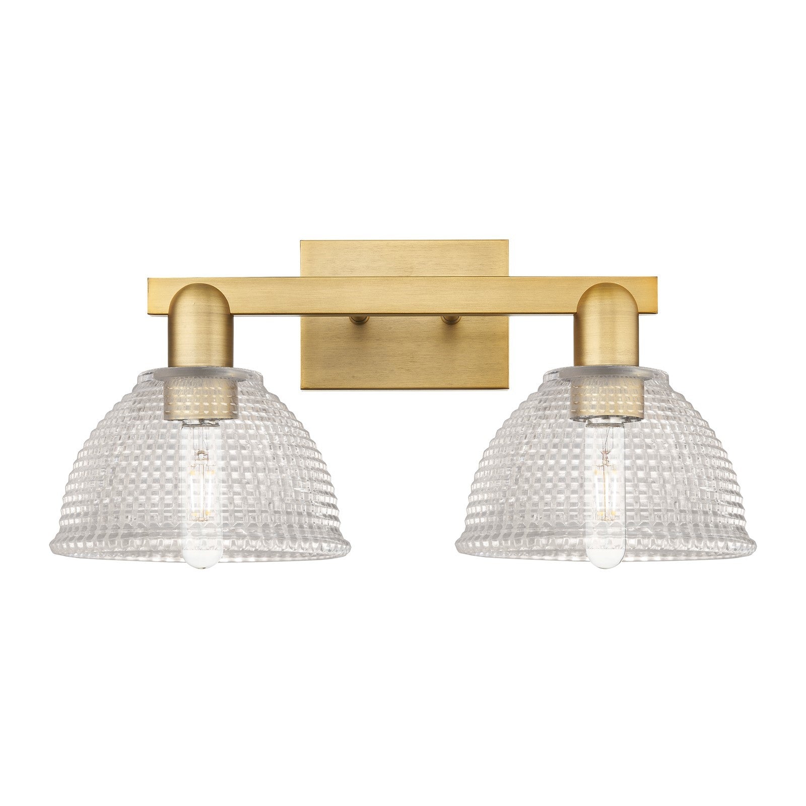 Innovations Arietta 19in 2-Light Bath Vanity Light | Industrial Brushed Brass Steel and Clear Glass | Bathroom Vanity | 19 x 9.75 x | Model 716-2W-BB-G422
