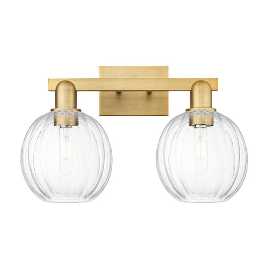 Innovations Preston 2Lt 16" Globe Bath, Brushed Brass/Clear - 716-2W-BB-G458-7CL