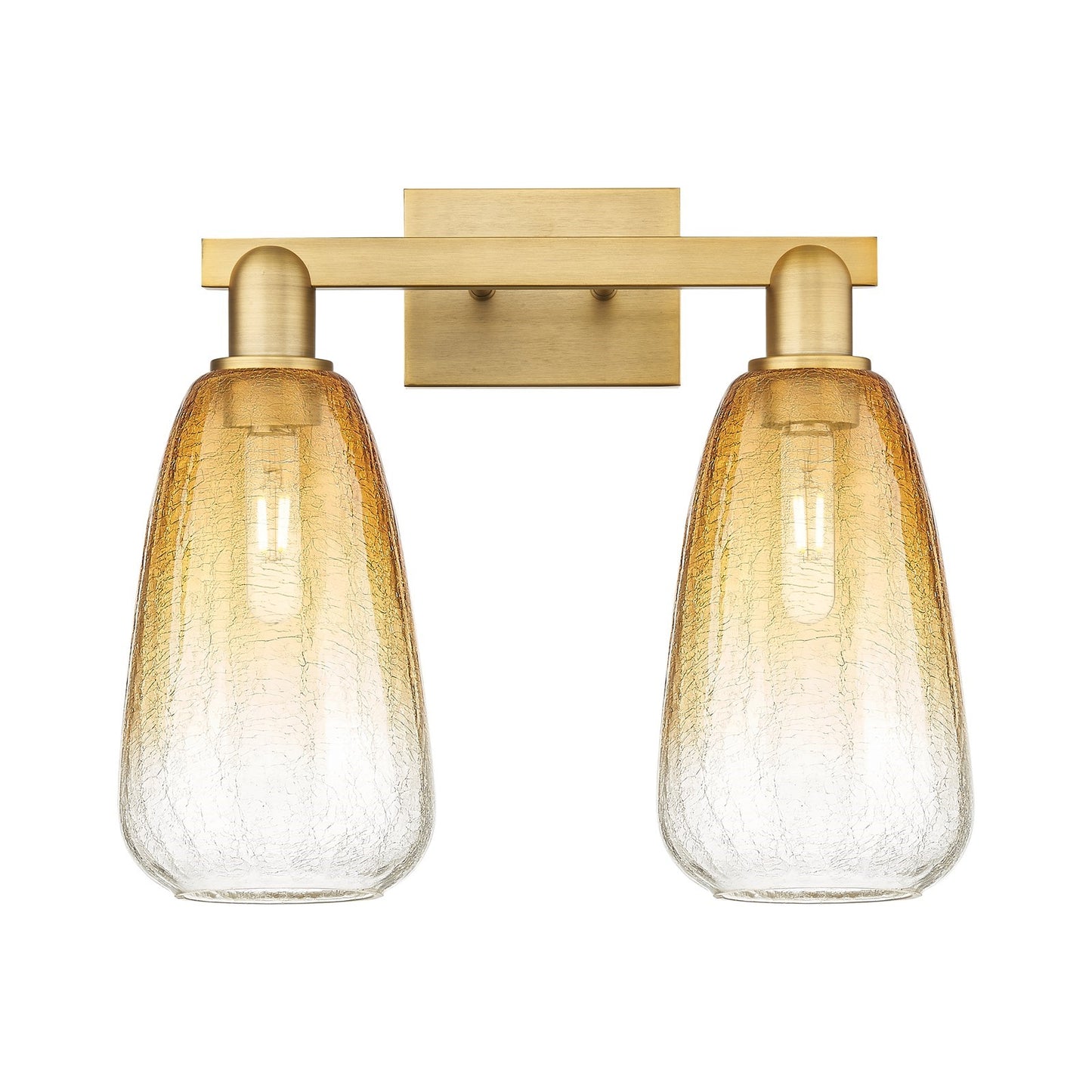 Innovations Brookhaven Almond 17in 2-Light Bath Vanity | Industrial Brushed Brass and Amber Glass | Bathroom Vanity | 17 x | Model 716-2W-BB-G480-6AM