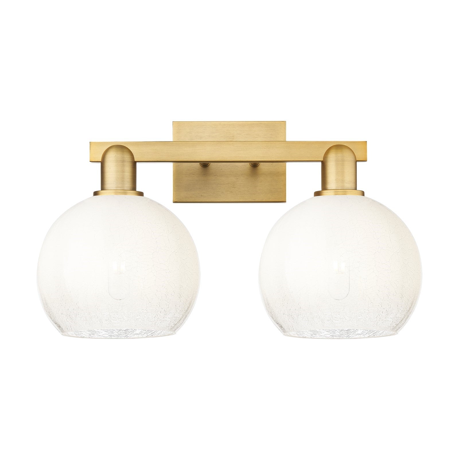 Innovations Brookhaven Globe 19in 2-Light Bath Vanity Light | Industrial Brushed Brass and Opal Glass | Bathroom Vanity | 19 x | Model 716-2W-BB-G483-8OP