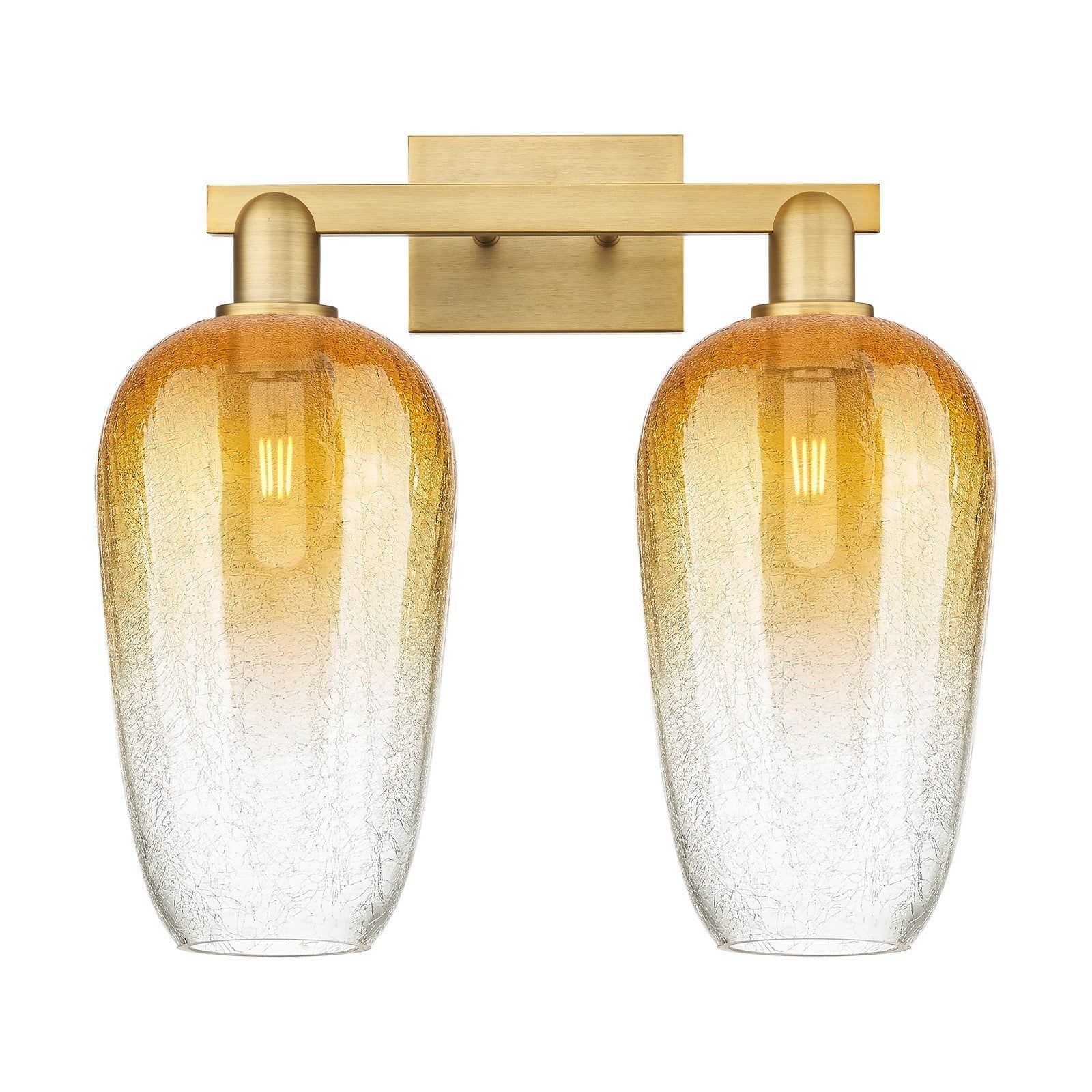 Innovations Brookhaven Flute 18in 2-Light Bath Vanity | Industrial Brushed Brass and Amber Glass | Bathroom & Powder Room | 18 | Model 716-2W-BB-G484-7AM