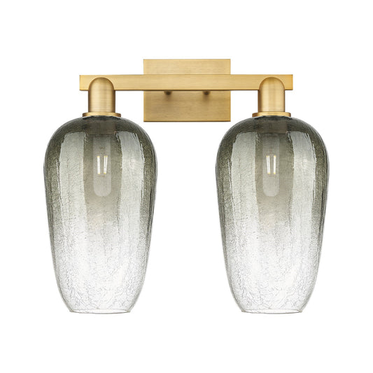 Innovations Brookhaven Flute 18in 2-Light Bath Vanity | Industrial Brushed Brass and Slate Glass | Bathroom Vanity Light | 18 x | Model 716-2W-BB-G484-7SL