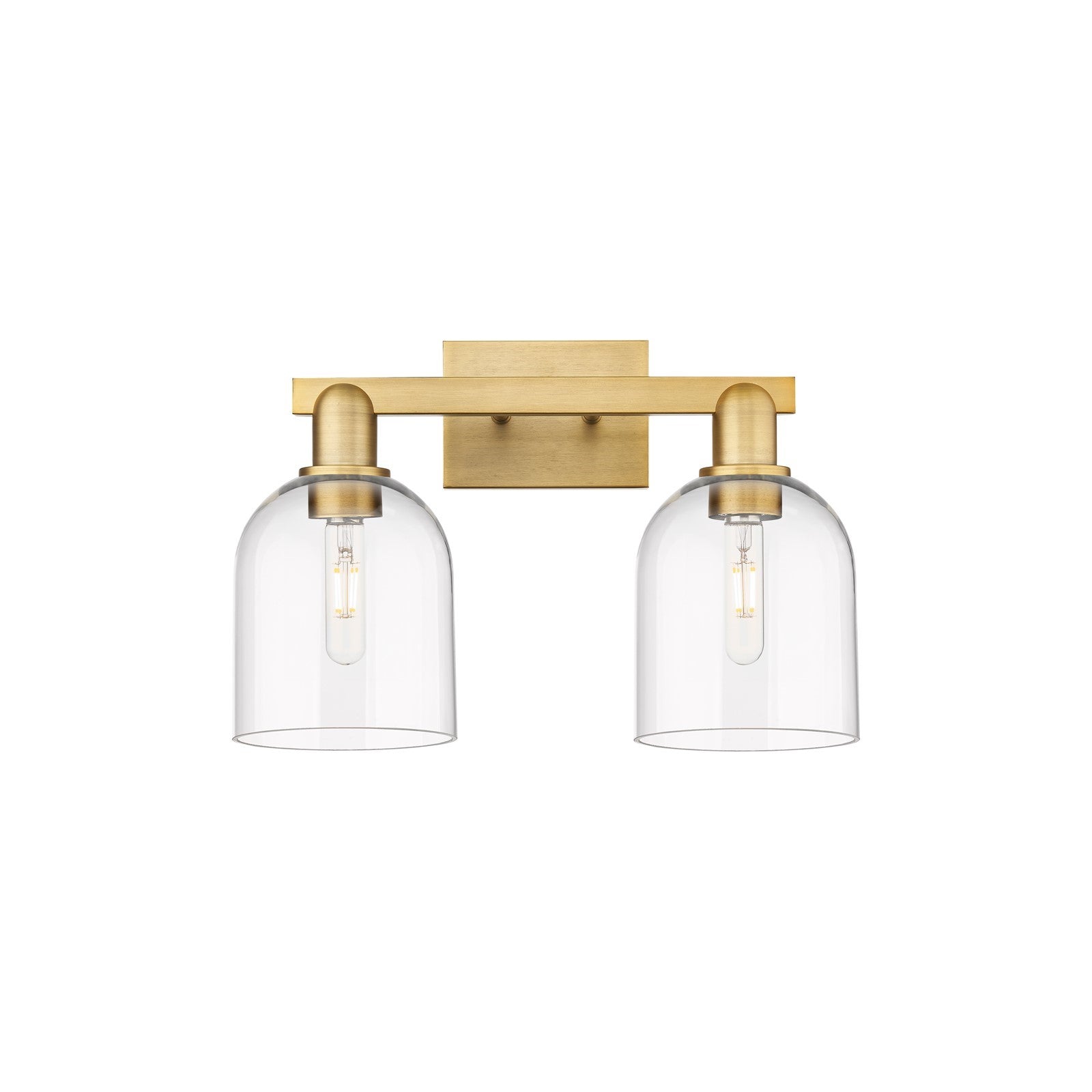 Innovations Bella 17in 2-Light Bath Vanity Light | Industrial Brushed Brass Steel and Clear Glass | Bathroom Vanity & Powder | Model 716-2W-BB-G558-6CL