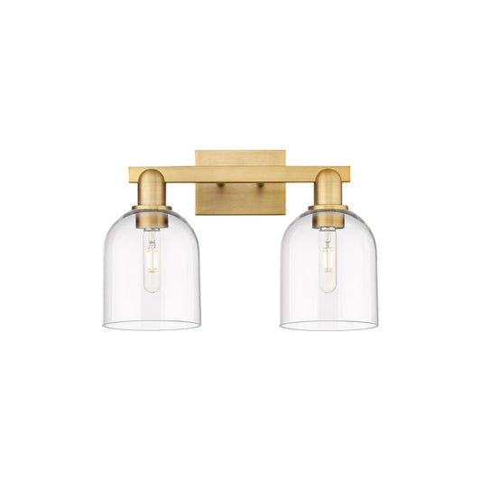Innovations Bella 17in 2-Light Bath Vanity Light | Industrial Brushed Brass Steel and Clear Glass | Bathroom Vanity & Powder | Model 716-2W-BB-G558-6CL