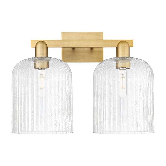 Innovations Bridal Veil 19in 2-Light Bath Vanity Light | Industrial Brushed Brass Steel and Seedy Bell Glass | Bathroom Vanity | Model 716-2W-BB-G559-8SDY