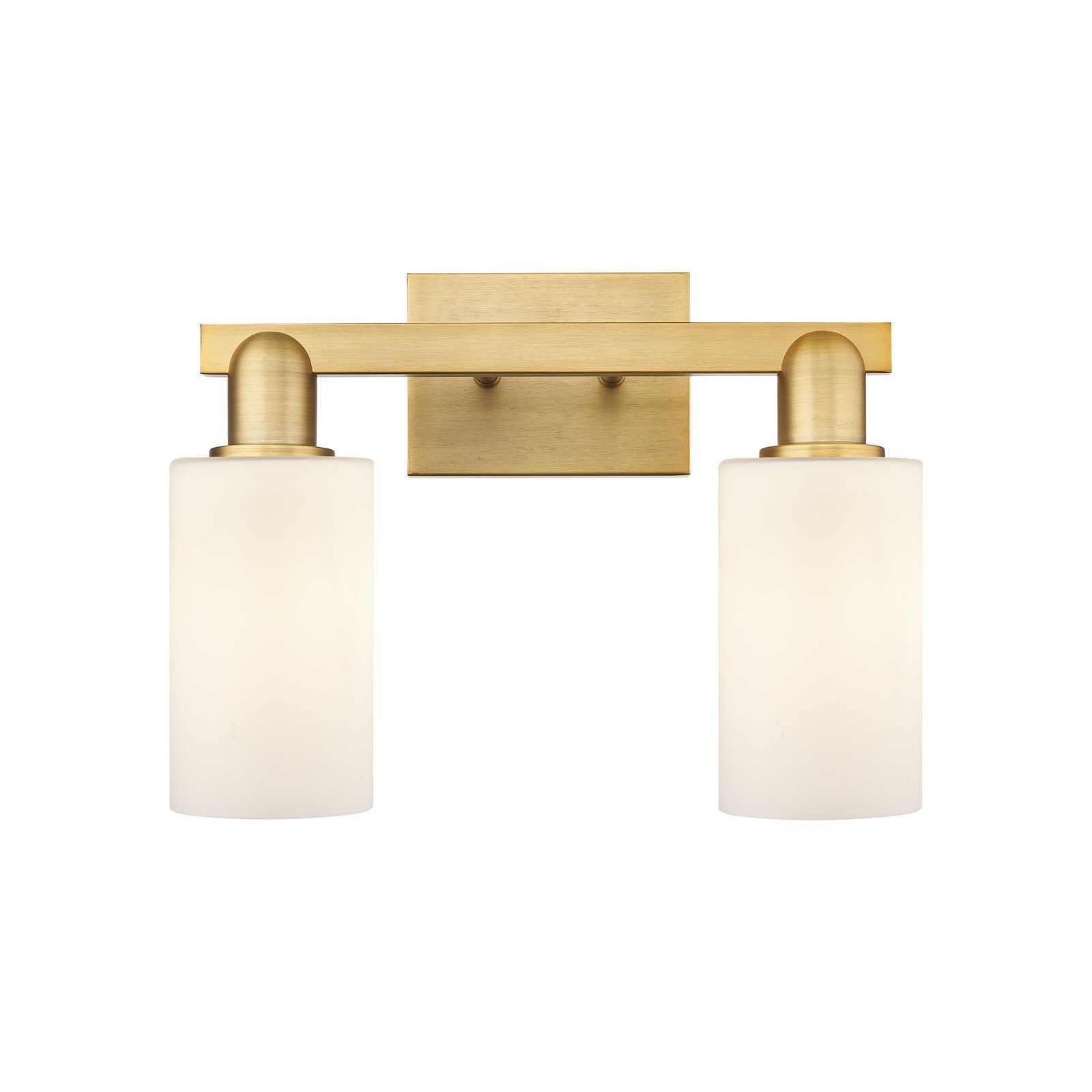 Innovations Clymer 15in 2-Light Bath Vanity Light | Industrial Brushed Brass and Matte White Glass | Bathroom Vanity | 14.88 x | Model 716-2W-BB-G801