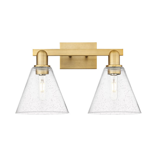 Innovations Berkshire Glass 19in 2-Light Bath Vanity Light | Industrial Brushed Brass and Seedy Glass | Bathroom Vanity | 19 x | Model 716-2W-BB-GBC-84