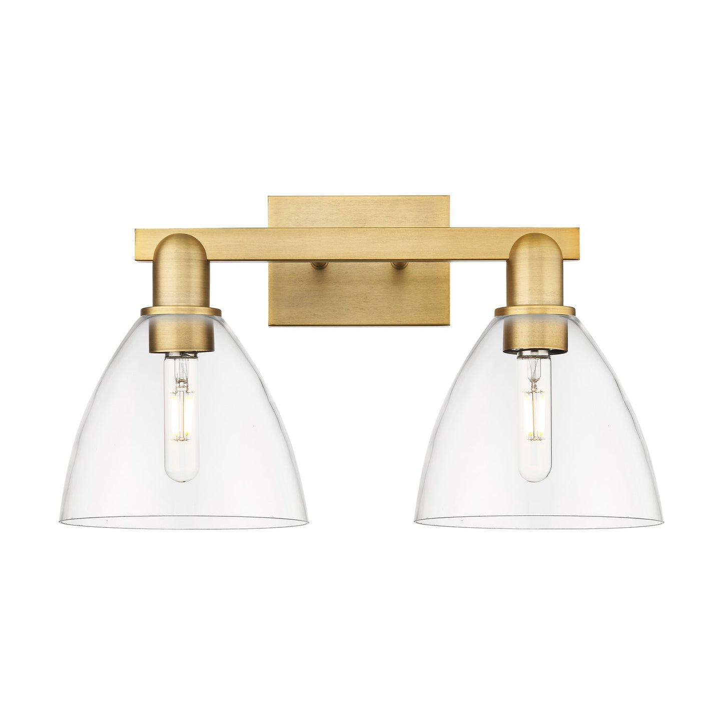 Innovations Bristol 19in 2-Light Bath Vanity Light | Industrial Brushed Brass Steel and Clear Glass | Bathroom Vanity | 18.5 x | Model 716-2W-BB-GBD-752