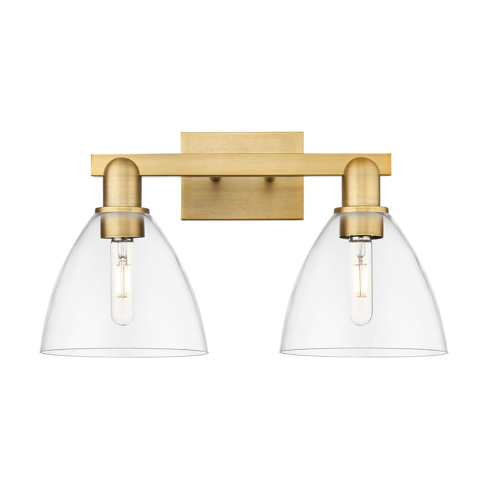Innovations Bristol 19in 2-Light Bath Vanity Light | Industrial Brushed Brass Steel and Clear Glass | Bathroom Vanity | 18.5 x | Model 716-2W-BB-GBD-752