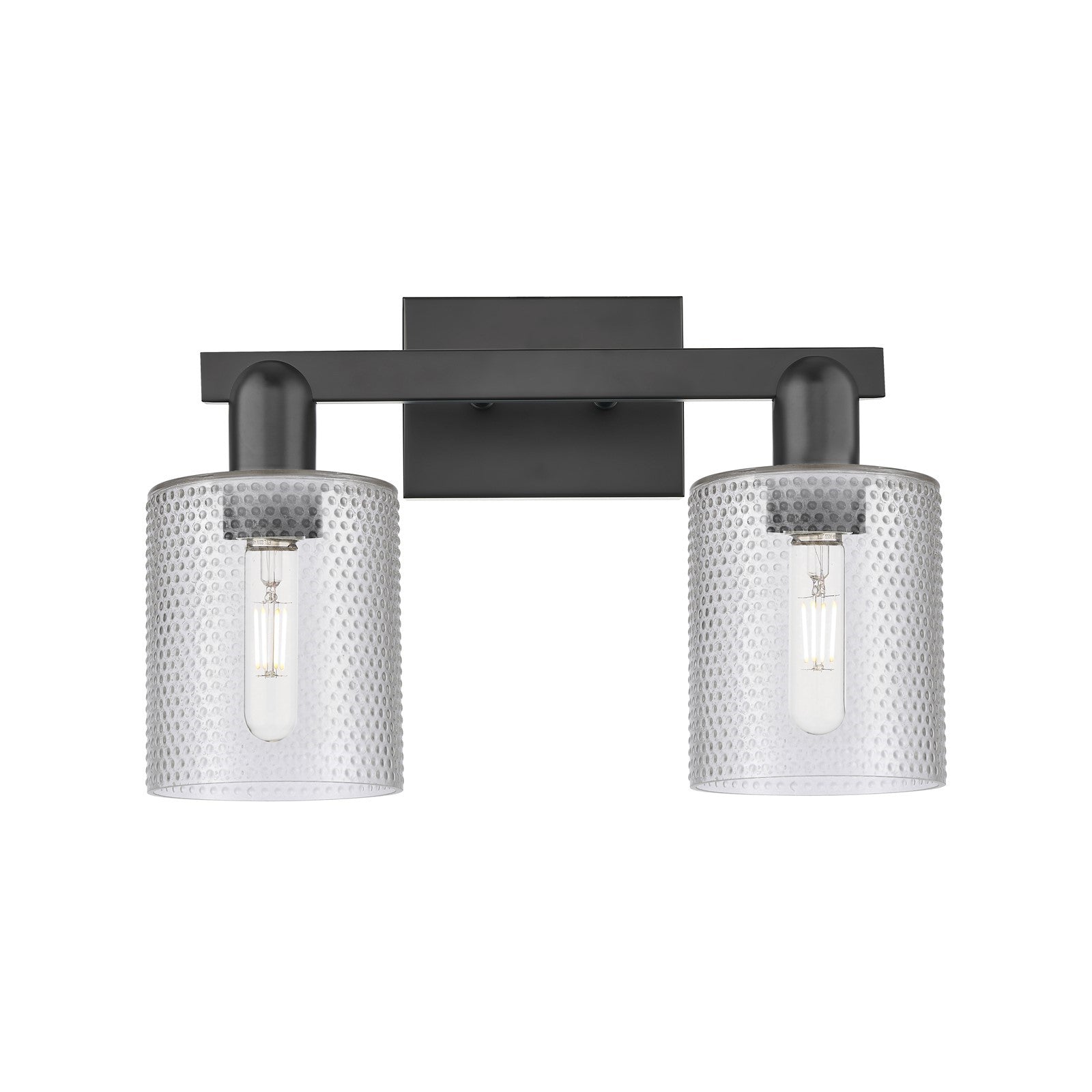 Innovations Cobbleskill 16in 2-Light Bath Vanity Light | Industrial Matte Black Steel and Clear Glass | Bathroom Vanity | 16 x | Model 716-2W-BK-G112