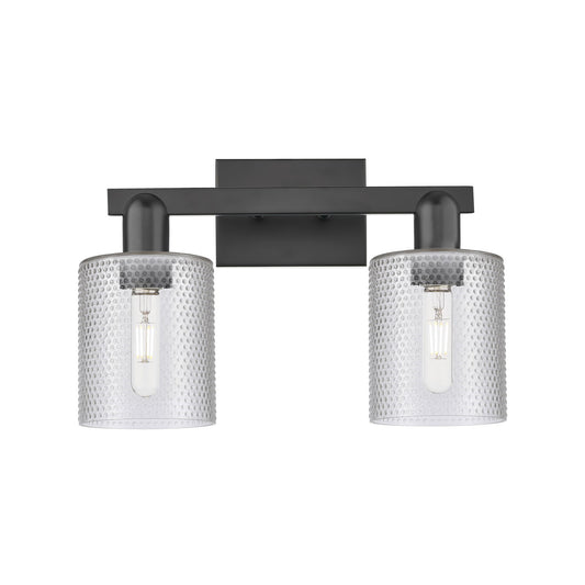 Innovations Cobbleskill 16in 2-Light Bath Vanity Light | Industrial Matte Black Steel and Clear Glass | Bathroom Vanity | 16 x | Model 716-2W-BK-G112