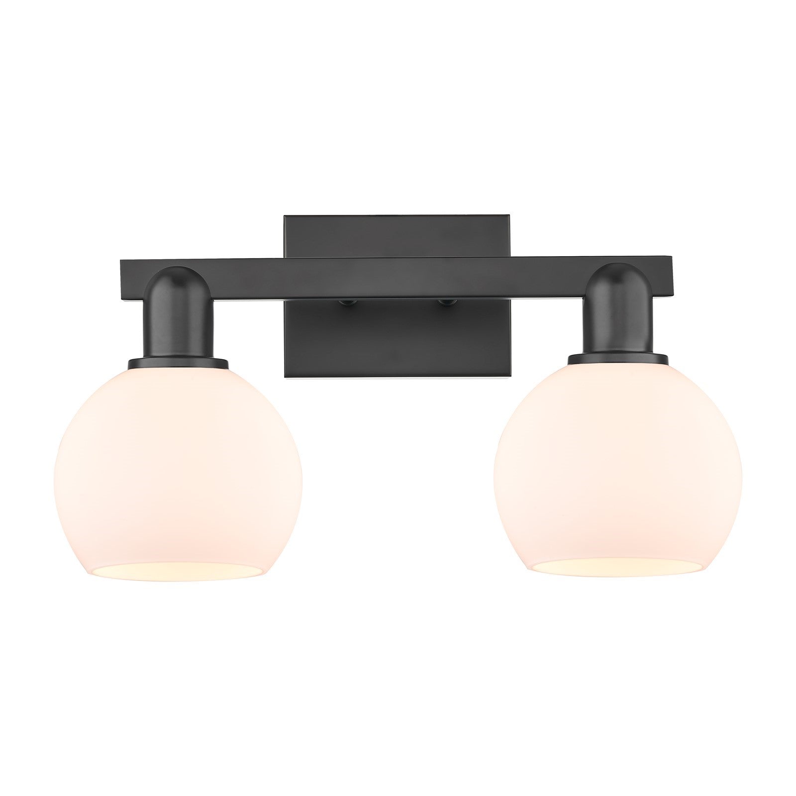 Innovations Athens 17in 2-Light Bath Vanity Light | Industrial Modern Matte Black Steel and Matte White Glass | Bathroom Vanity | Model 716-2W-BK-G121-6