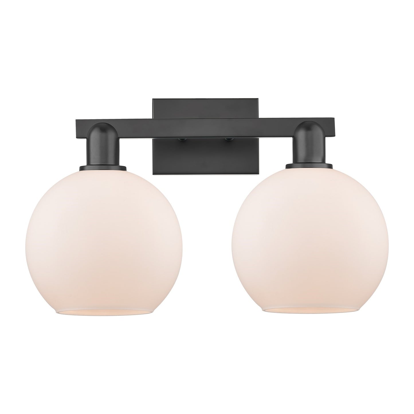 Innovations Athens 19in 2-Light Bath Vanity Light | Industrial Modern Matte Black Steel and Matte White Glass | Bathroom Vanity | Model 716-2W-BK-G121-8