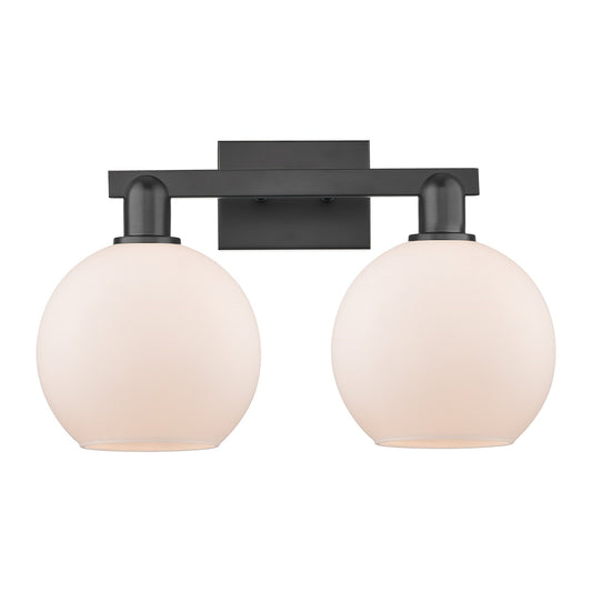 Innovations Athens 19in 2-Light Bath Vanity Light | Industrial Modern Matte Black Steel and Matte White Glass | Bathroom Vanity | Model 716-2W-BK-G121-8