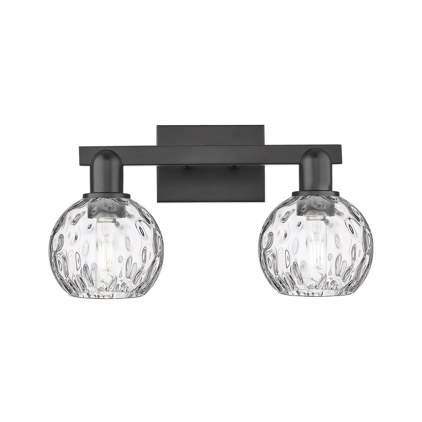 Innovations Athens Water Glass 17in 2-Light Bath Vanity Light | Industrial Matte Black Steel and Clear Water Glass | Bathroom | Model 716-2W-BK-G1215-6