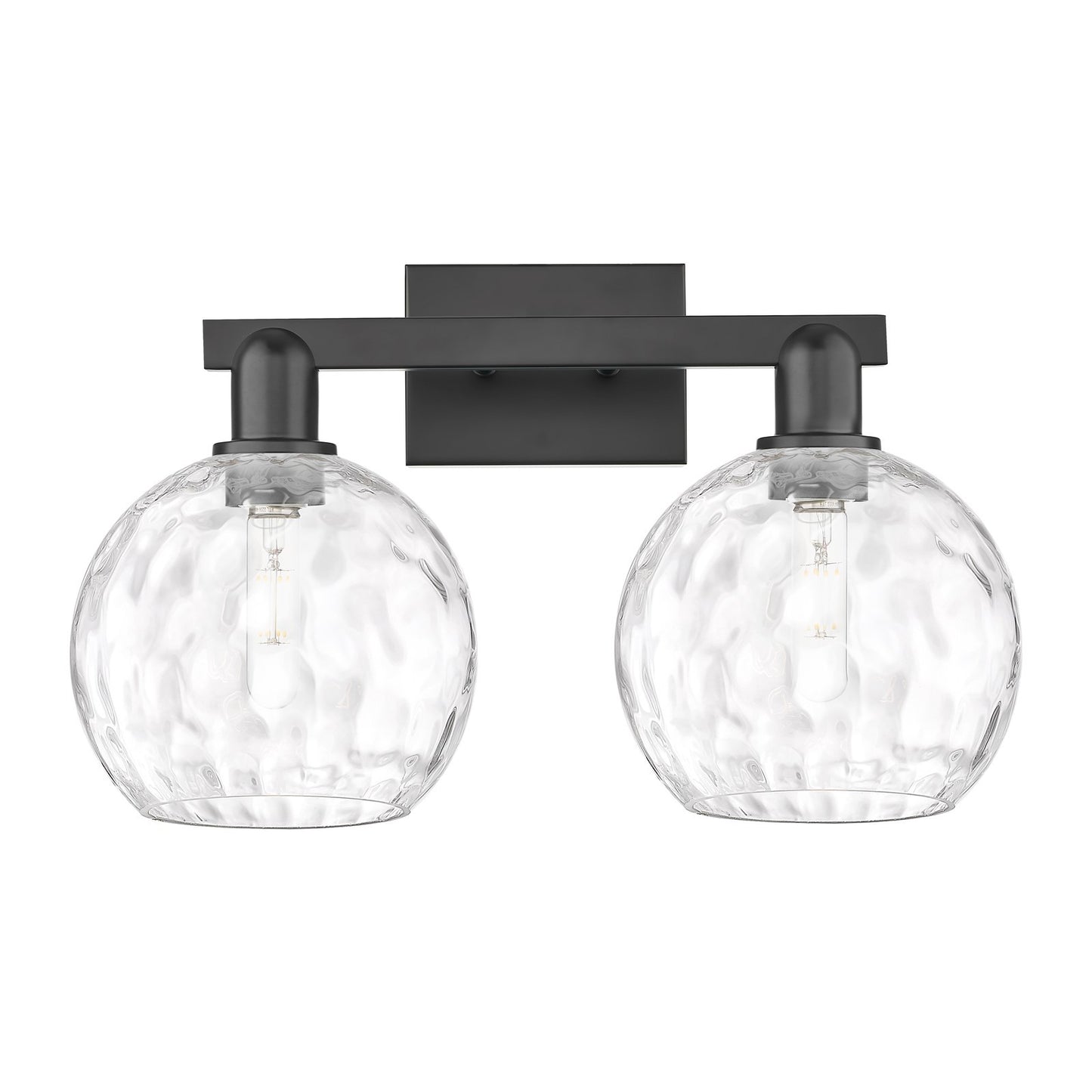 Innovations Athens 19in 2-Light Bath Vanity | Industrial Matte Black Steel and Clear Water Glass | Bathroom Vanity | 19 x 8.5 x | Model 716-2W-BK-G1215-8