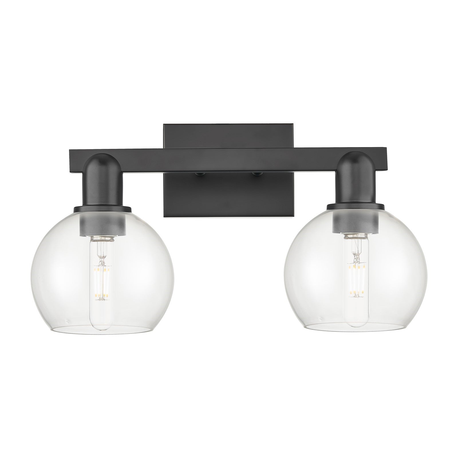 Innovations Athens 17in 2-Light Bath Vanity Light | Industrial Matte Black Steel and Clear Glass | Bathroom Vanity | 16.88 x 9.62 | Model 716-2W-BK-G122-6