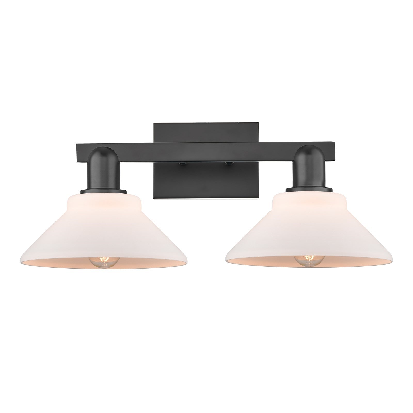 Innovations Orwell 19in 2-Light Bath Vanity Light | Industrial Matte Black Steel and Matte White Glass | Bathroom & Entryway | Model 716-2W-BK-G131