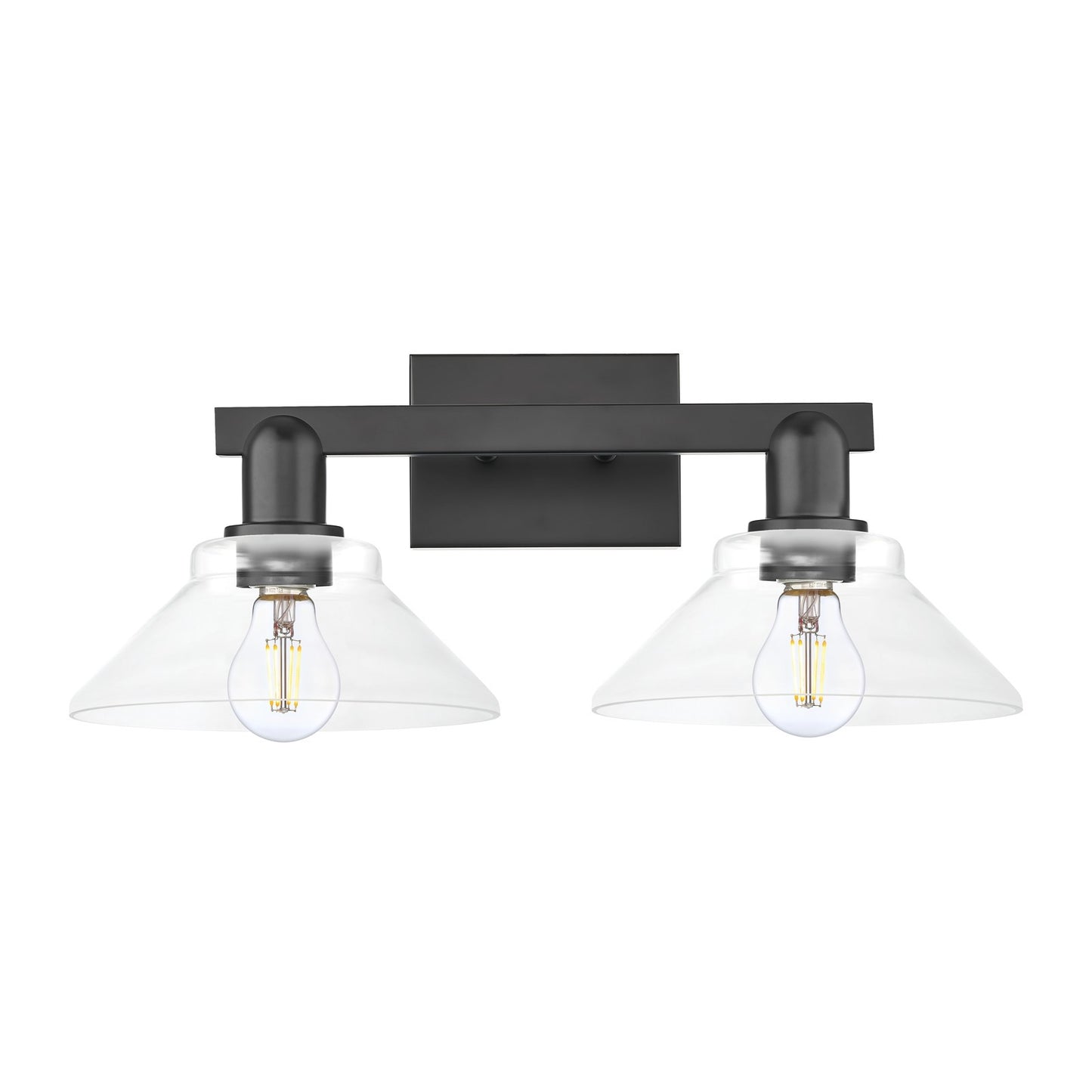Innovations Orwell 19in 2-Light Bath Vanity Light | Industrial Matte Black Steel and Clear Glass | Bathroom Vanity & Powder Room | Model 716-2W-BK-G132