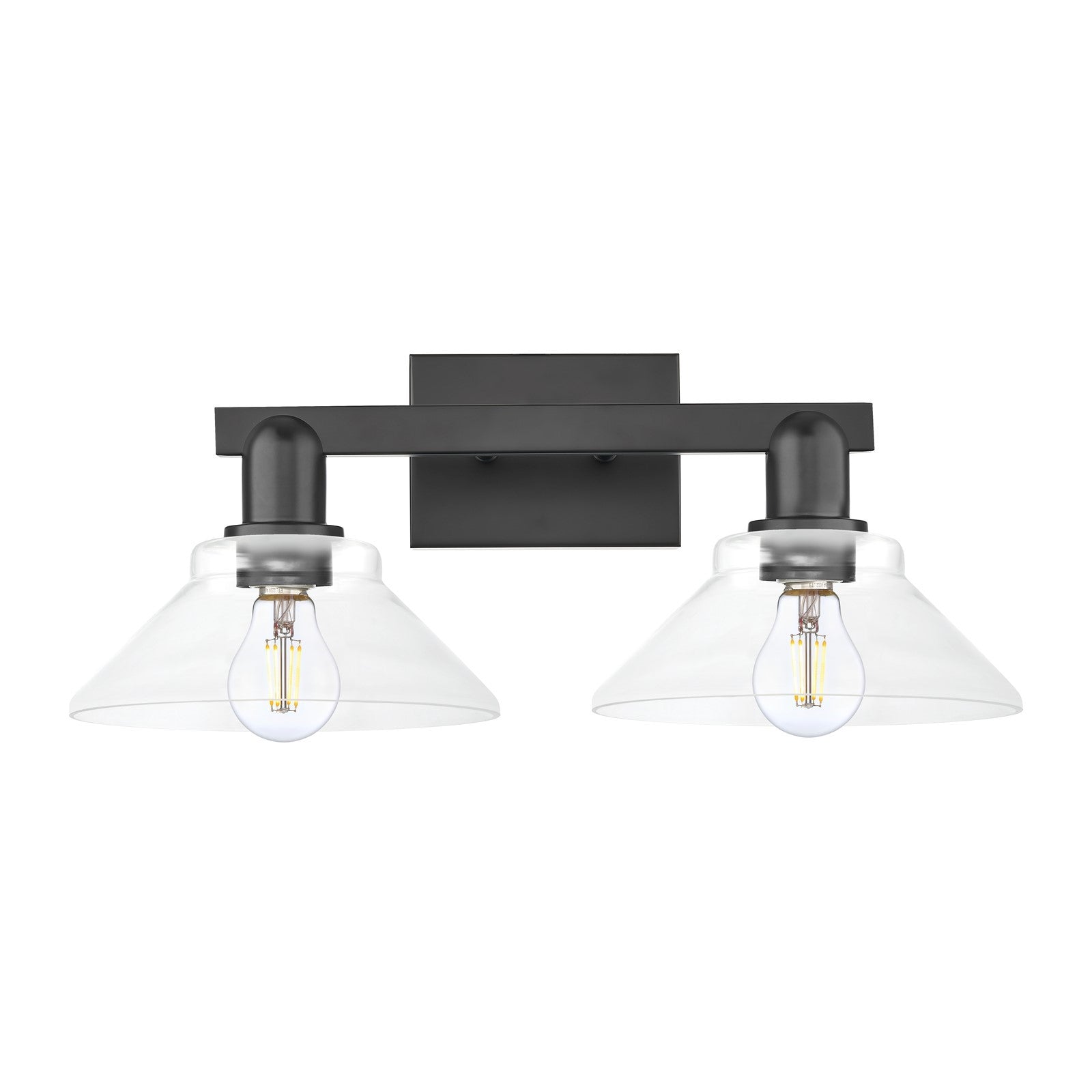 Innovations Orwell 19in 2-Light Bath Vanity Light | Industrial Matte Black Steel and Clear Glass | Bathroom Vanity & Powder Room | Model 716-2W-BK-G132