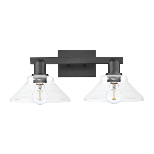 Innovations Orwell 19in 2-Light Bath Vanity Light | Industrial Matte Black Steel and Clear Glass | Bathroom Vanity & Powder Room | Model 716-2W-BK-G132
