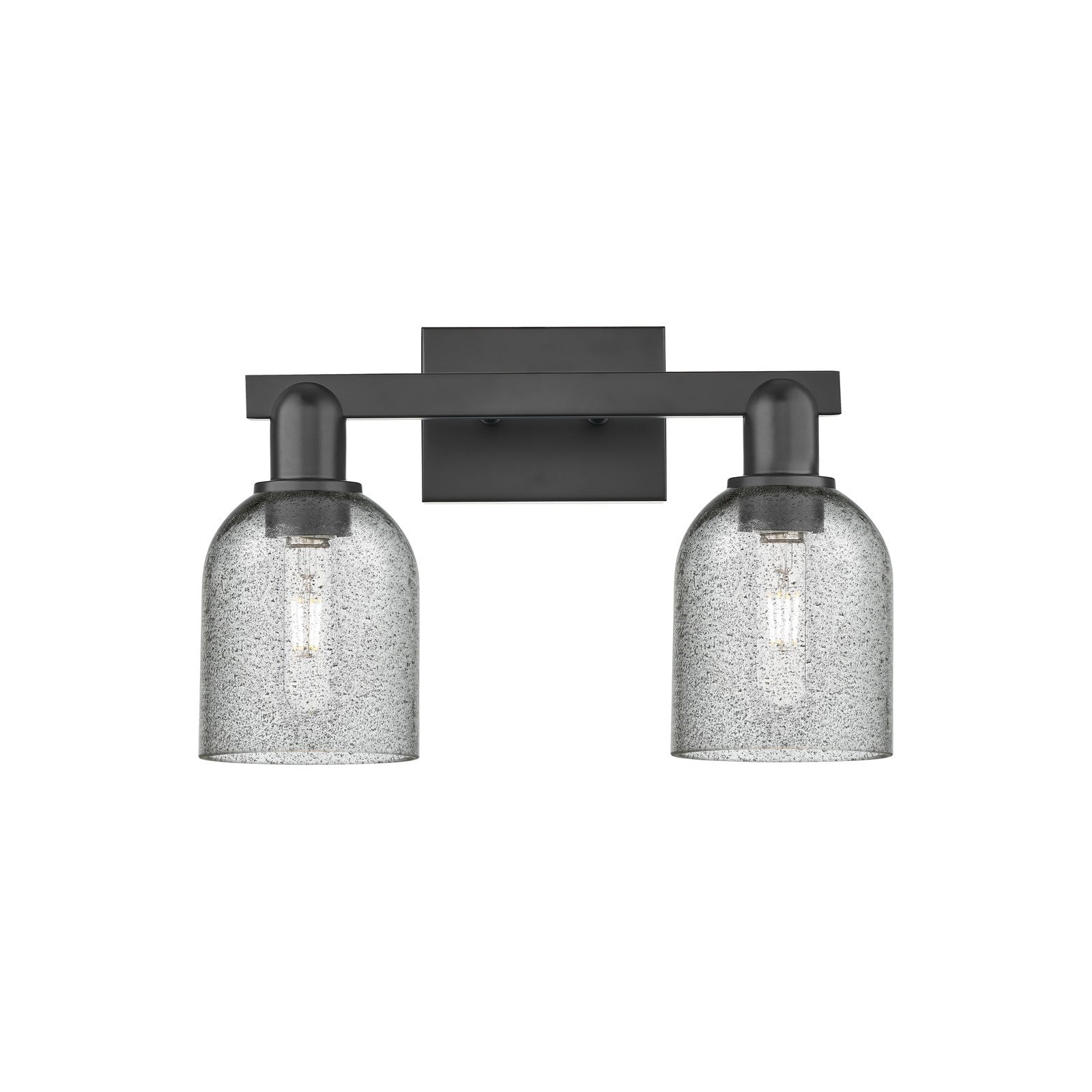 Innovations Caledonia 16in 2-Light Bath Vanity Light | Industrial Matte Black Steel and Charcoal Glass | Bathroom Vanity | 16 x | Model 716-2W-BK-G257