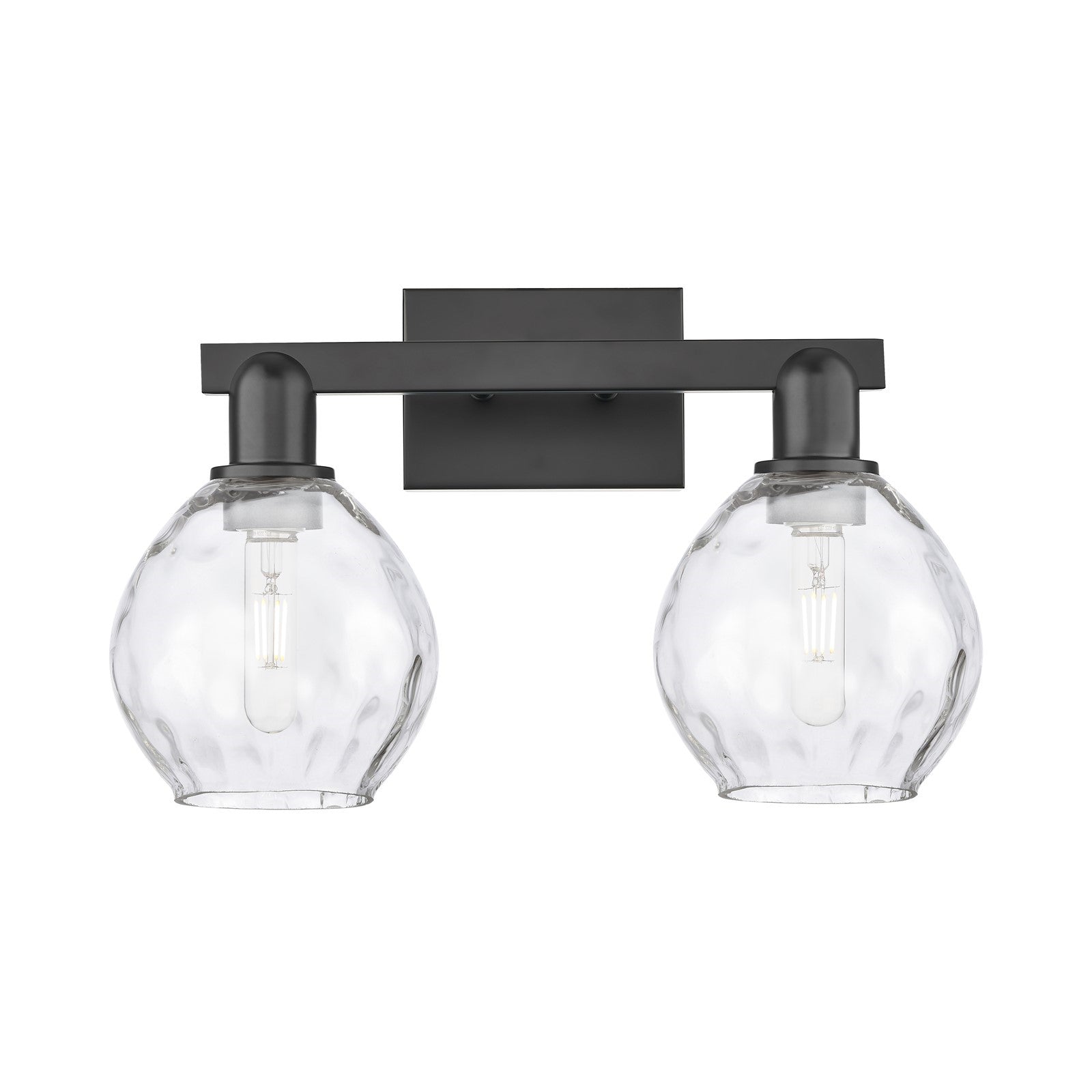 Innovations Waverly 17in 2-Light Bath Vanity Light | Industrial Matte Black Steel and Clear Glass | Bathroom Vanity | 17 x 10.25 x | Model 716-2W-BK-G362