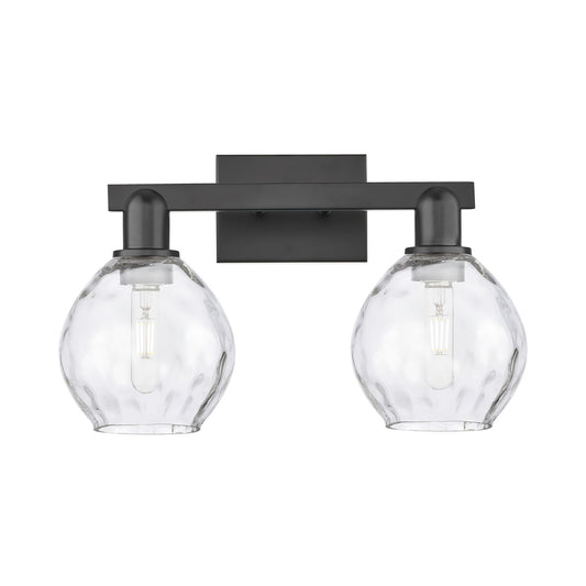 Innovations Waverly 17in 2-Light Bath Vanity Light | Industrial Matte Black Steel and Clear Glass | Bathroom Vanity | 17 x 10.25 x | Model 716-2W-BK-G362