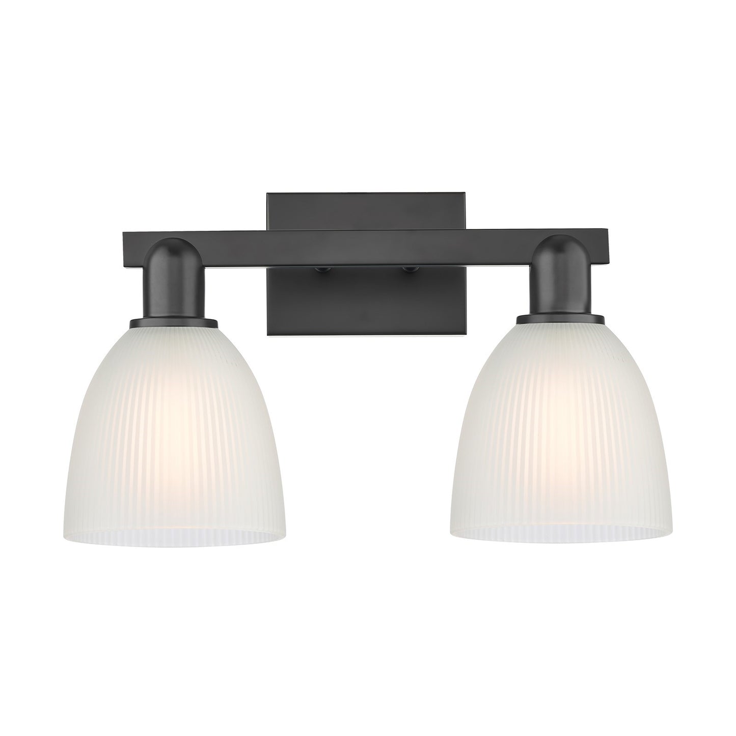 Innovations Castile 17in 2-Light Bath Vanity Light | Industrial Matte Black Steel and White Glass | Bathroom Vanity | 17 x 10.75 x | Model 716-2W-BK-G381