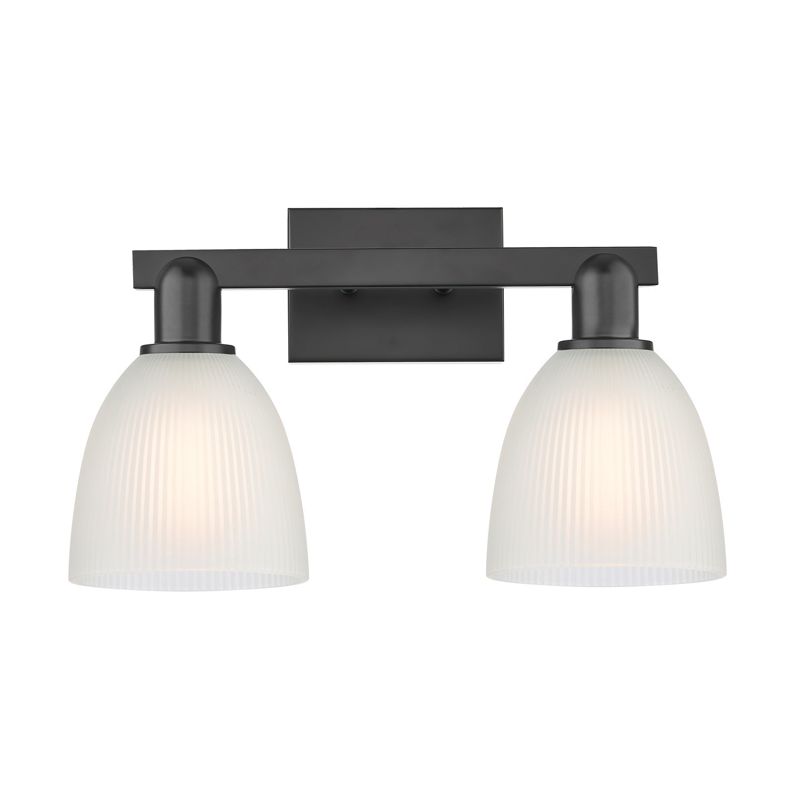 Innovations Castile 17in 2-Light Bath Vanity Light | Industrial Matte Black Steel and White Glass | Bathroom Vanity | 17 x 10.75 x | Model 716-2W-BK-G381