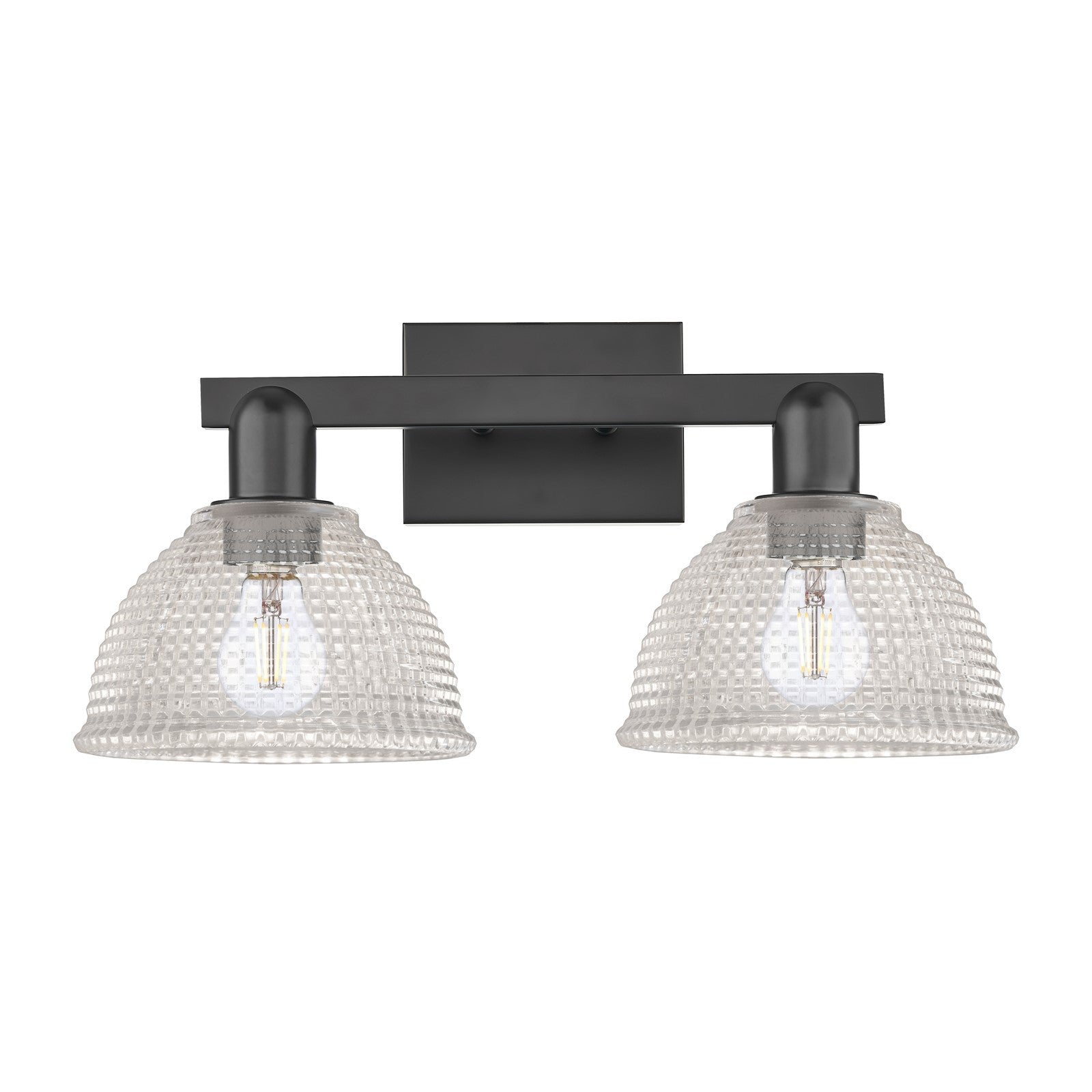 Innovations Arietta 19in 2-Light Bath Vanity Light | Industrial Modern Matte Black and Clear Glass | Bathroom Vanity | 19 x 9.75 x | Model 716-2W-BK-G422
