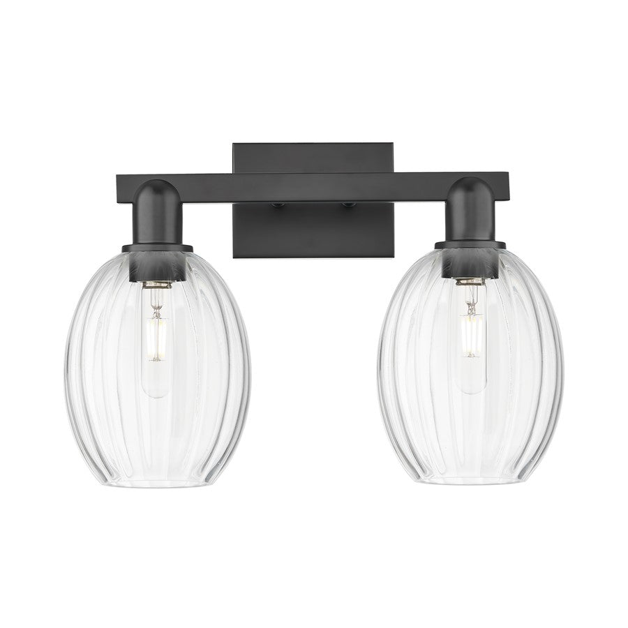 Innovations Preston 2Lt 16" Bell Bath Light, Black/Clear - 716-2W-BK-G459-6CL