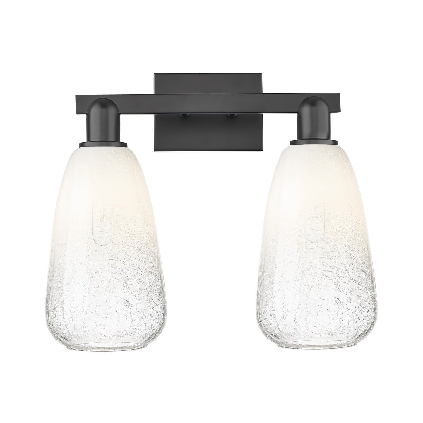 Innovations Brookhaven Almond 17in 2-Light Bath Vanity | Industrial Matte Black Steel and Opal Glass | Bathroom Vanity | 17 x | Model 716-2W-BK-G480-6OP