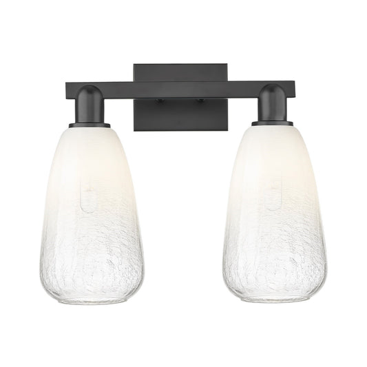 Innovations Brookhaven Almond 17in 2-Light Bath Vanity | Industrial Matte Black Steel and Opal Glass | Bathroom Vanity | 17 x | Model 716-2W-BK-G480-6OP
