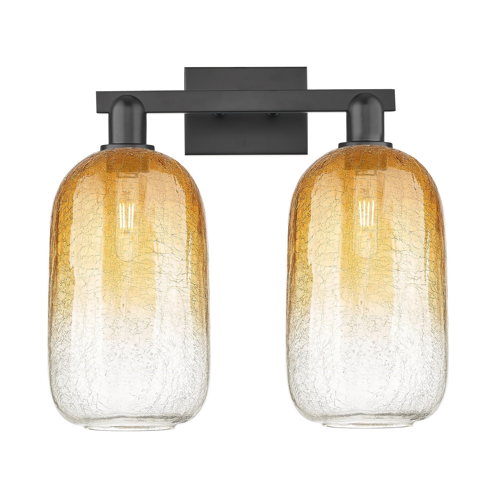 Innovations Brookhaven Cloche 18in 2-Light Bath Vanity | Industrial Matte Black Steel and Amber Glass | Bathroom Vanity | 18 x | Model 716-2W-BK-G482-7AM