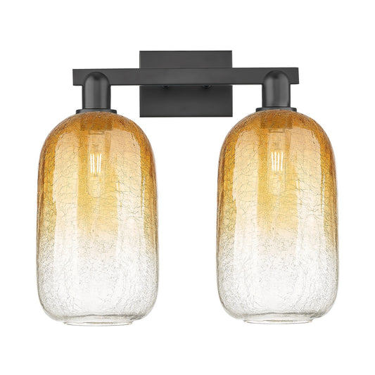 Innovations Brookhaven Cloche 18in 2-Light Bath Vanity | Industrial Matte Black Steel and Amber Glass | Bathroom Vanity | 18 x | Model 716-2W-BK-G482-7AM