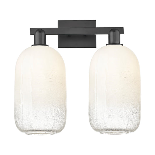 Innovations Brookhaven Cloche 18in 2-Light Bath Vanity | Industrial Matte Black Steel and Opal Glass | Bathroom Vanity | 18 x | Model 716-2W-BK-G482-7OP