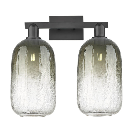Innovations Brookhaven Cloche 18in 2-Light Bath Vanity Light | Industrial Matte Black Steel and Slate Glass | Bathroom Vanity | Model 716-2W-BK-G482-7SL
