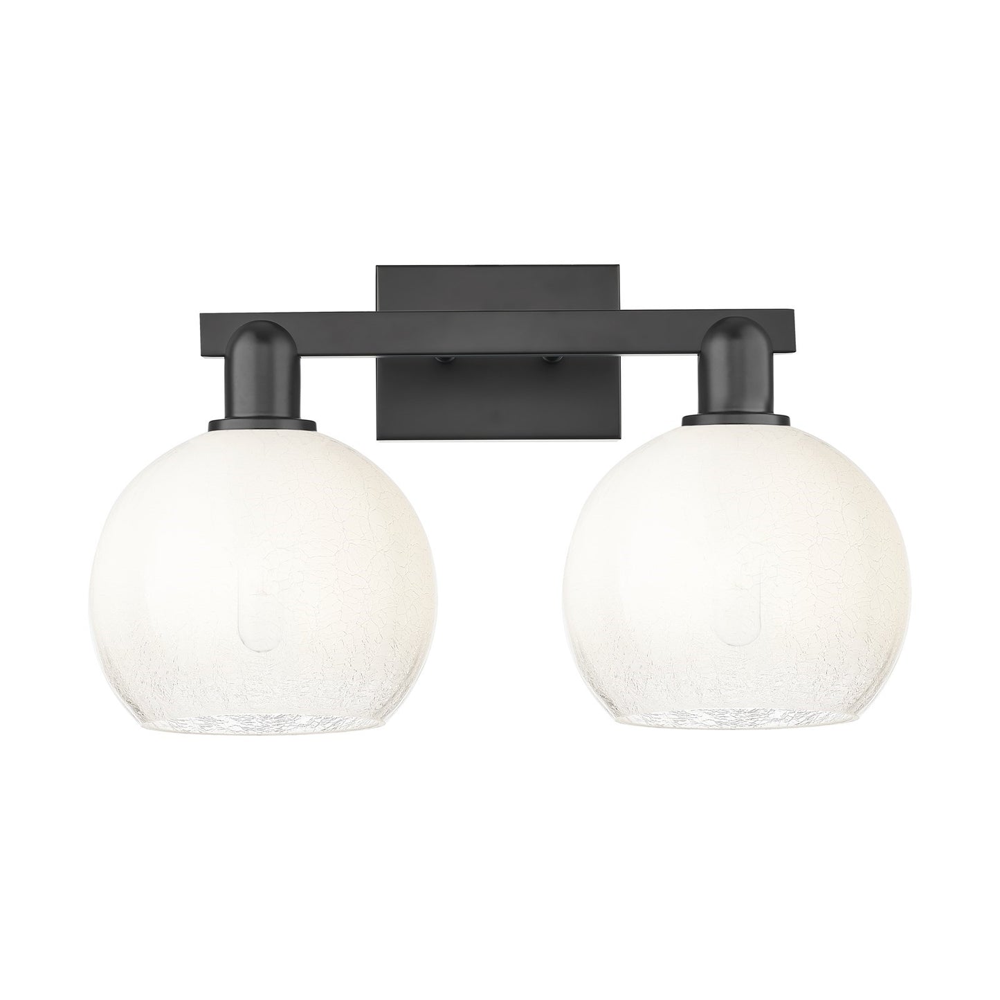 Innovations Brookhaven Globe 19in 2-Light Bath Vanity | Industrial Matte Black Steel and Opal Glass | Bathroom Vanity Light | Model 716-2W-BK-G483-8OP