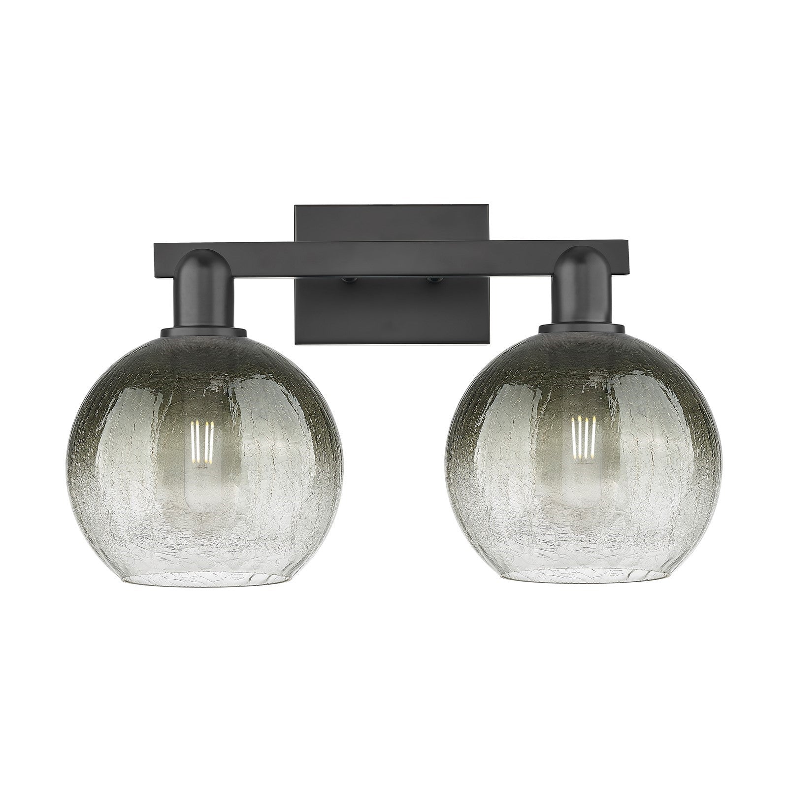 Innovations Brookhaven Globe 18.88in 2-Light Bath Vanity | Industrial Matte Black Steel and Slate Glass | Bathroom & Powder | Model 716-2W-BK-G483-8SL