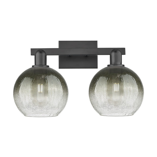 Innovations Brookhaven Globe 18.88in 2-Light Bath Vanity | Industrial Matte Black Steel and Slate Glass | Bathroom & Powder | Model 716-2W-BK-G483-8SL