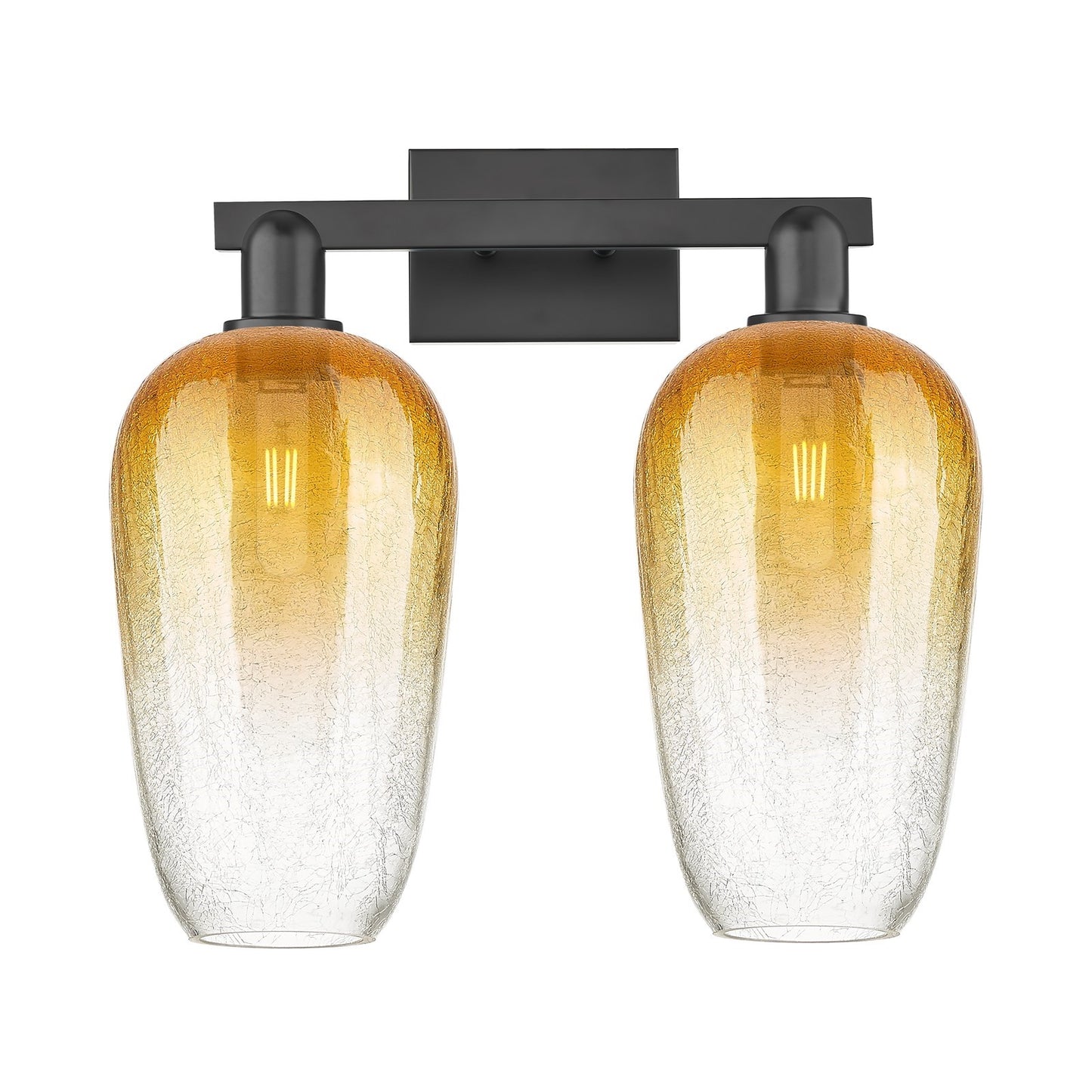 Innovations Brookhaven Flute 18in 2-Light Bath Vanity Light | Industrial Matte Black Steel and Amber Glass | Bathroom Vanity | Model 716-2W-BK-G484-7AM