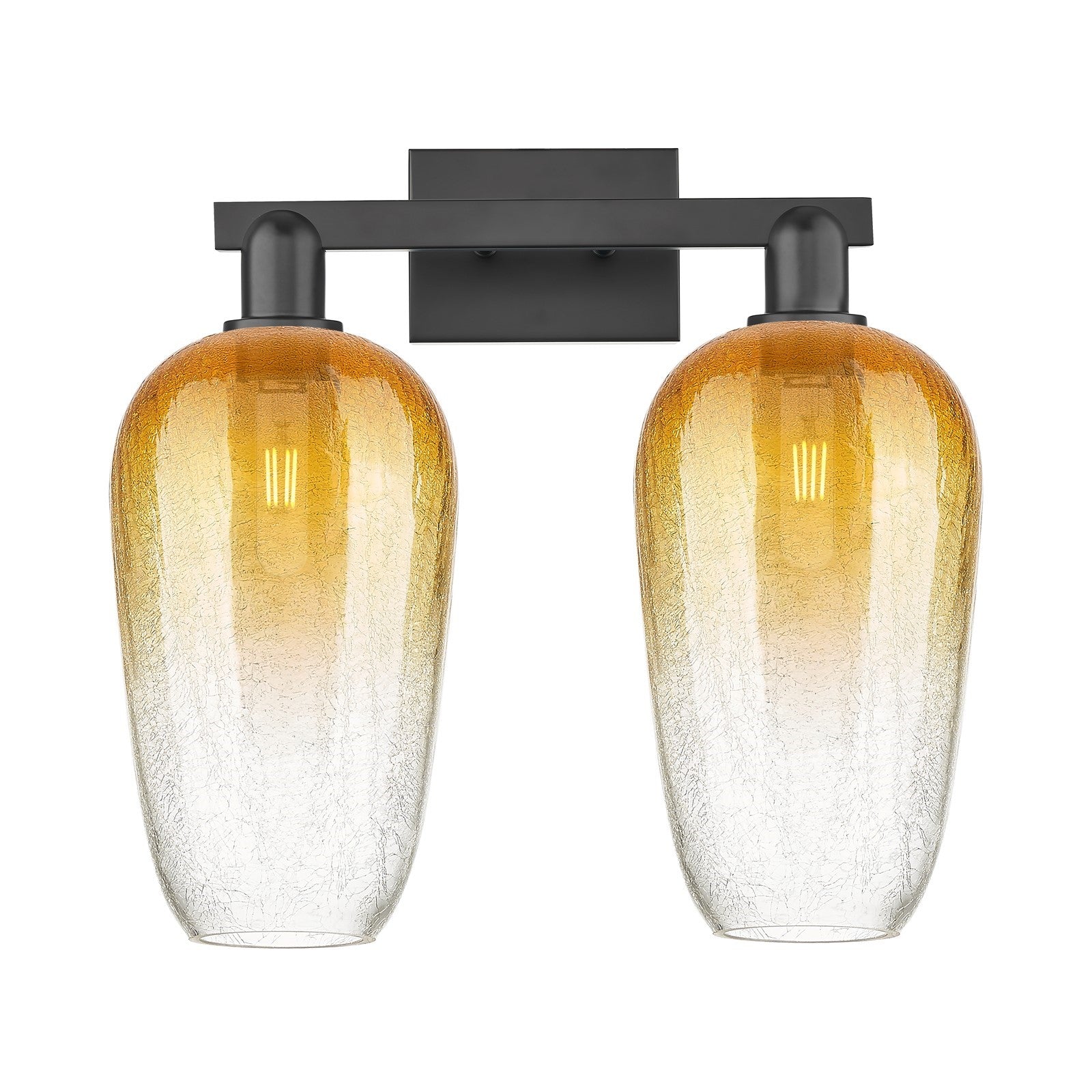 Innovations Brookhaven Flute 18in 2-Light Bath Vanity Light | Industrial Matte Black Steel and Amber Glass | Bathroom Vanity | Model 716-2W-BK-G484-7AM