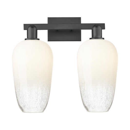 Innovations Brookhaven Flute 18in 2-Light Bath Vanity | Industrial Matte Black Steel and Opal Glass | Bathroom & Powder Room | Model 716-2W-BK-G484-7OP