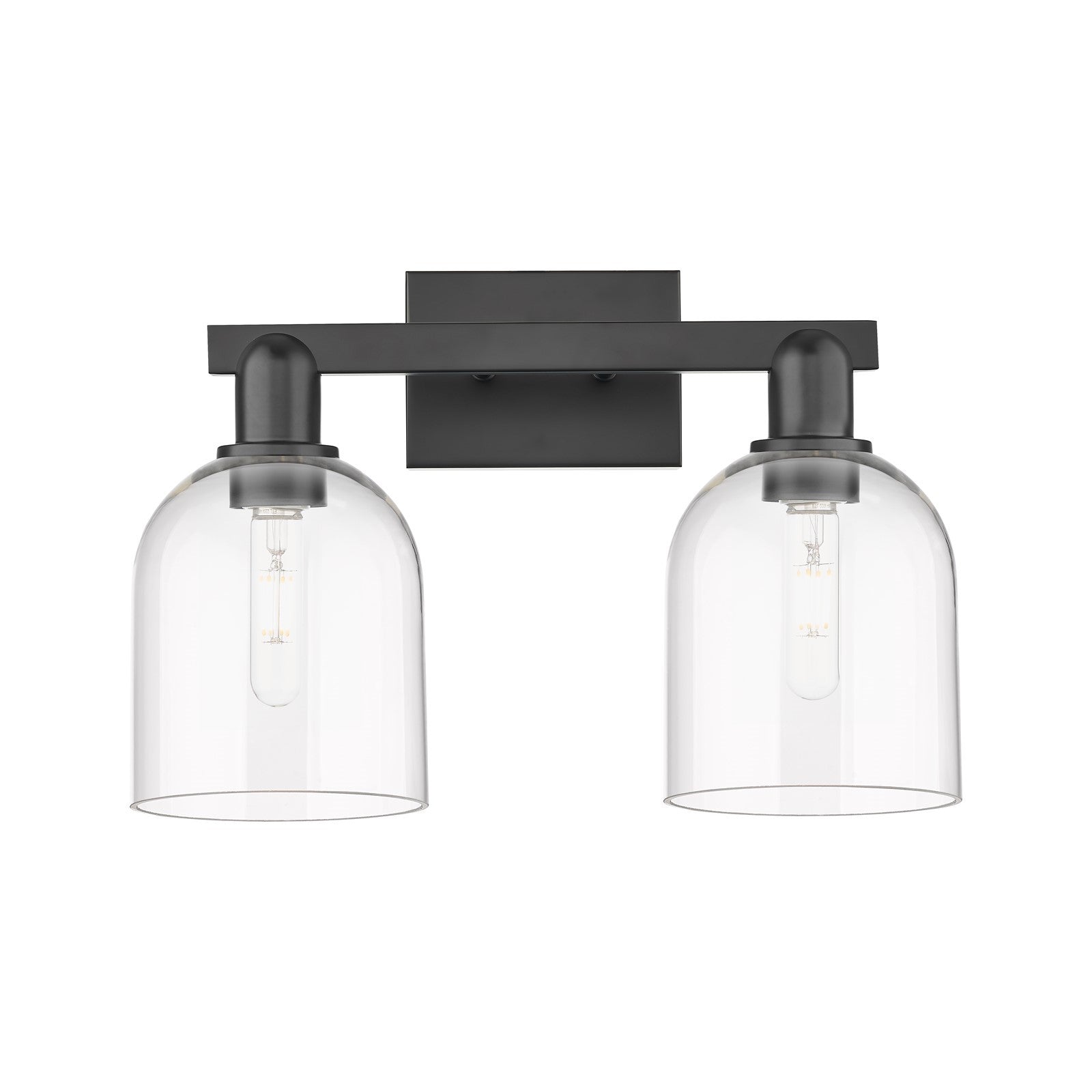 Innovations Bella 17in 2-Light Bath Vanity Light | Industrial Matte Black Steel and Clear Glass | Bathroom Vanity | 16.5 x | Model 716-2W-BK-G558-6CL