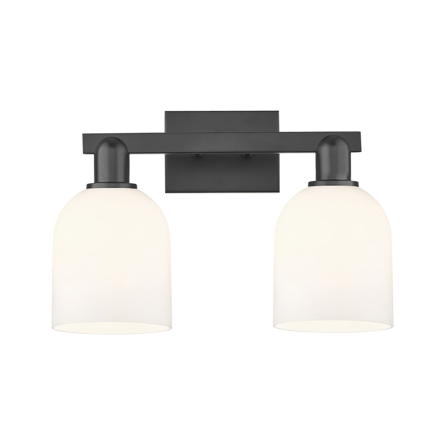 Innovations Bella 17in 2-Light Bath Vanity Light | Industrial Matte Black Steel and White Glass | Bathroom Vanity | 16.5 x | Model 716-2W-BK-G558-6GWH