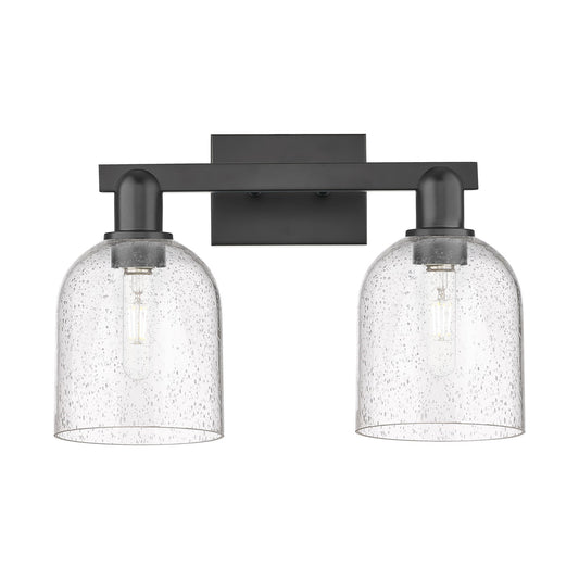 Innovations Bella 17in 2-Light Bath Vanity Light | Industrial Matte Black Steel and Seedy Glass | Bathroom Vanity | 16.5 x | Model 716-2W-BK-G558-6SDY