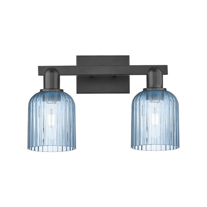 Innovations Bridal Veil 2Lt 16" Bath Light, Black/Blue - 716-2W-BK-G559-5BL